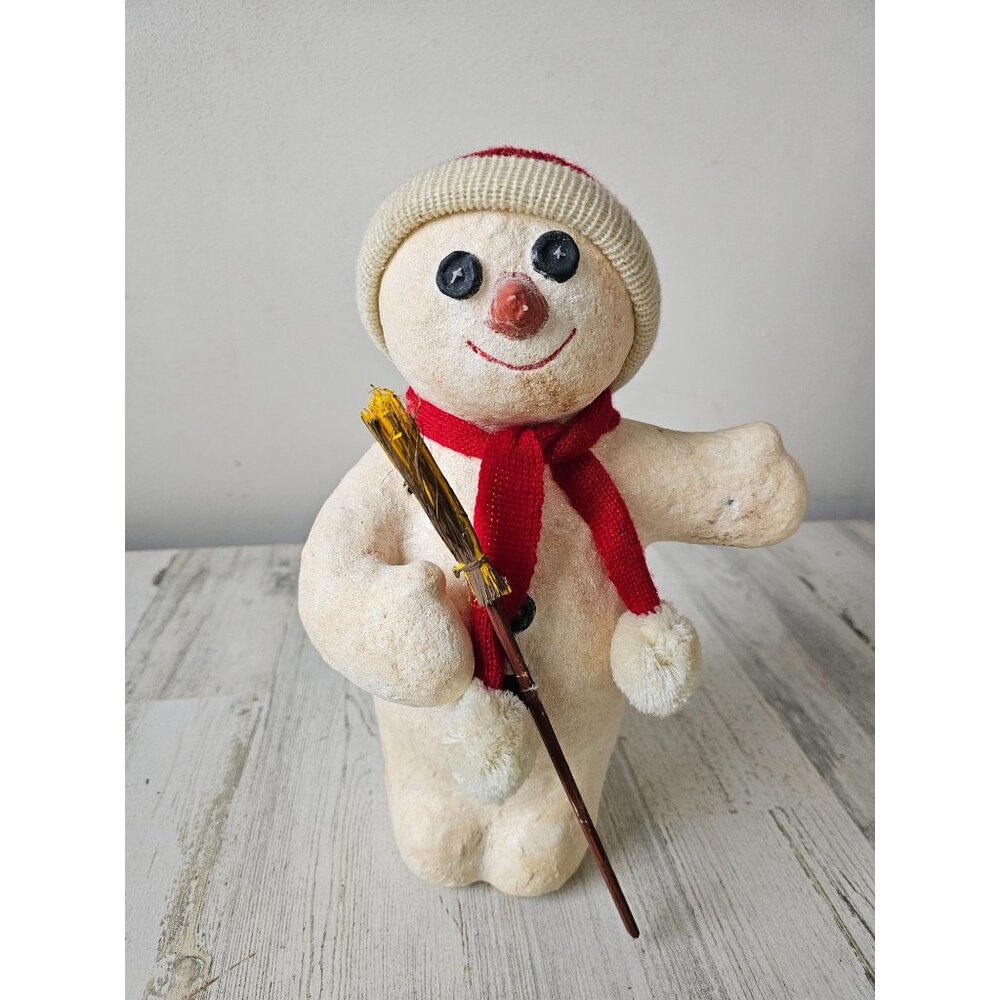 Dept 56 Billy buttons snowman broom Xmas decor large scarf stocking hat